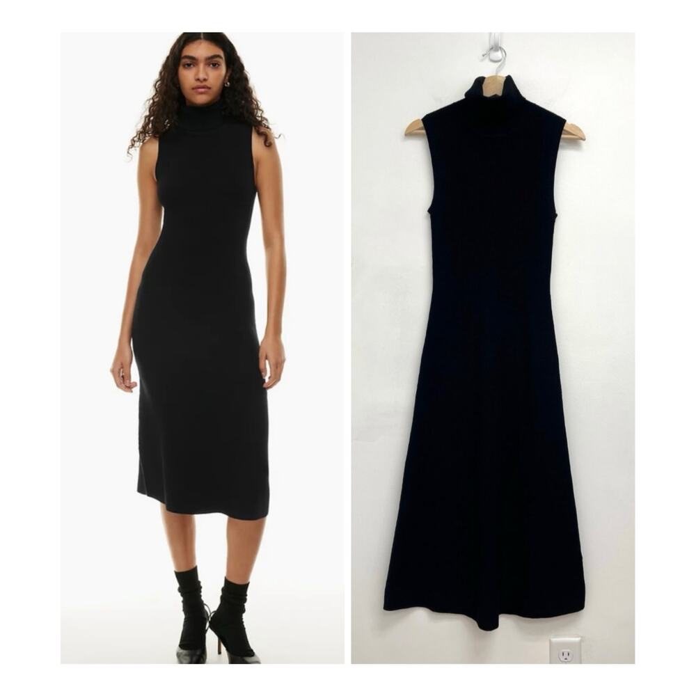 Wilfred Mimi Ribbed Knit Turtleneck Sleeveless Midi Chic Minimalist Dress Medium